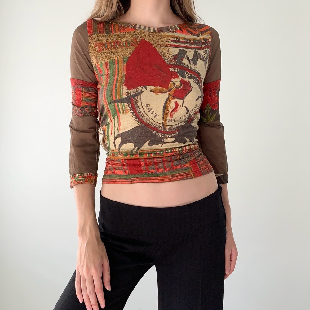 Save The Queen viscose mesh top